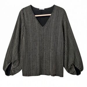 Spin Metallic Balloon Sleeve Top – Black & Gold – Size Large – Worn Once (EUC)